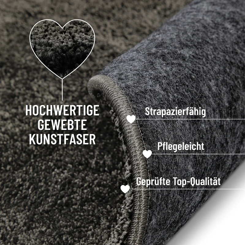 Kurzflorteppich Rund Anthrazit "Nova" WECONhome Basics