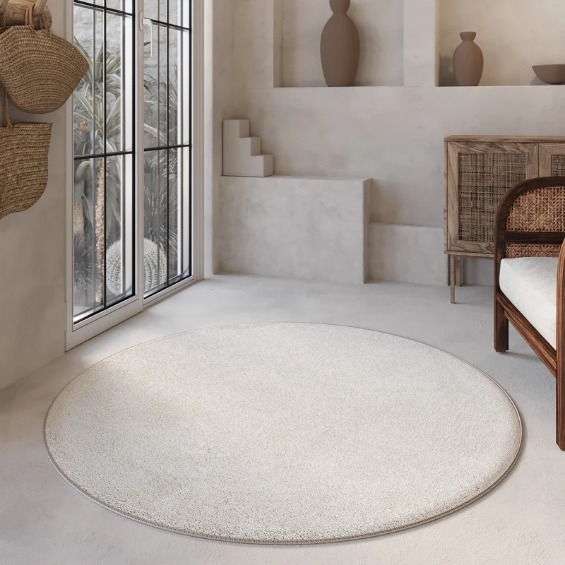 Kurzflorteppich Rund Creme Weiß "Nova" WECONhome Basics