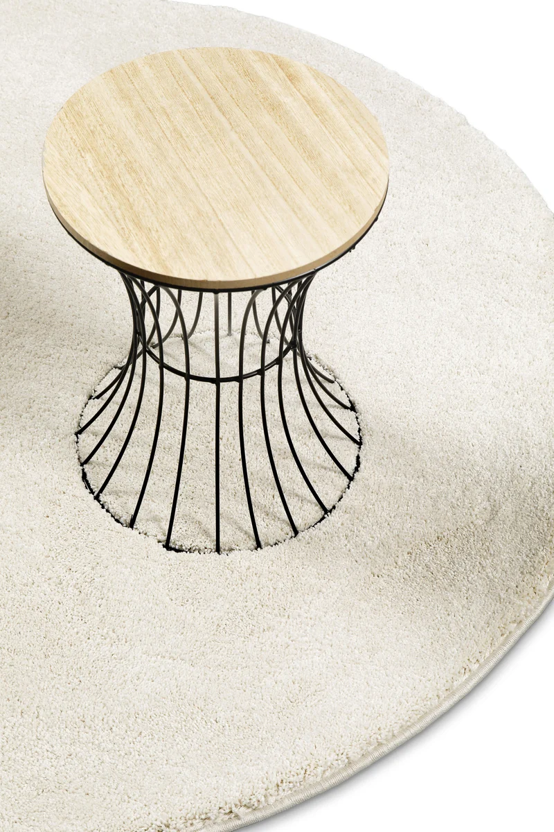 Kurzflorteppich Rund Creme Weiß "Nova" WECONhome Basics