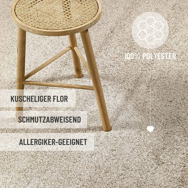 Kurzflorteppich Rund Sand Beige "Nova" WECONhome Basics