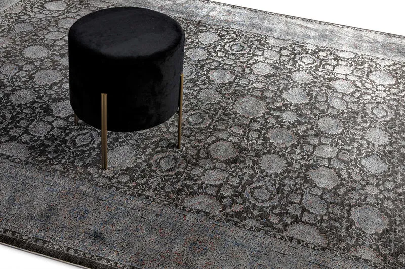 Vintage Kurzflorteppich Blau Grau "LunaSilk" WECONhome