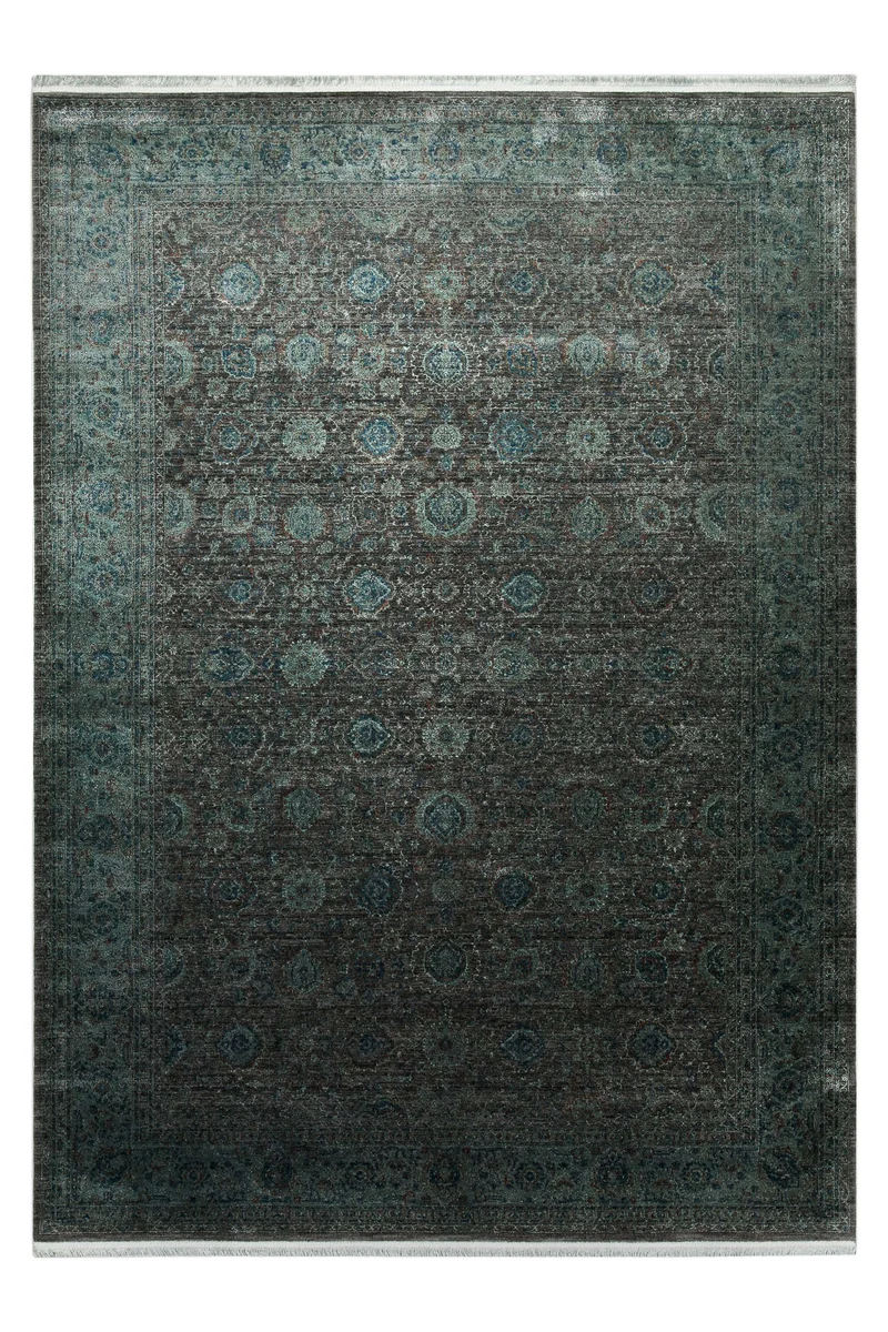 Vintage Kurzflorteppich Grün Grau "LunaSilk" WECONhome