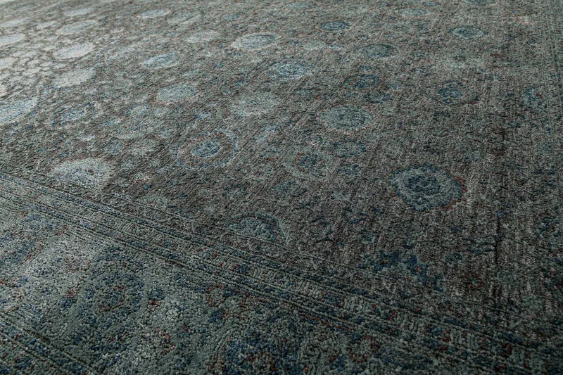Vintage Kurzflorteppich Grün Grau "LunaSilk" WECONhome