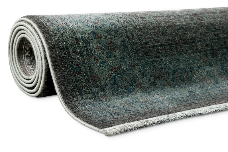 Vintage Kurzflorteppich Grün Grau "LunaSilk" WECONhome
