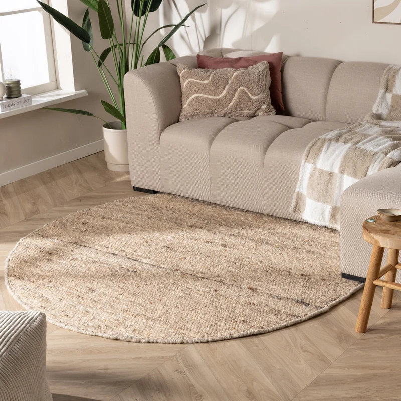 Wollteppich Rund - Feline Taupe Meliert