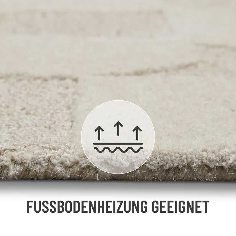 Kurzflorteppich Creme Weiß aus Schurwolle "Ocean State" WECONhome