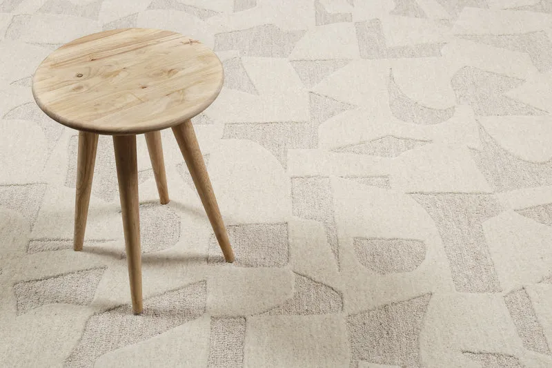 Kurzflorteppich Creme Weiß aus Schurwolle "Ocean State" WECONhome
