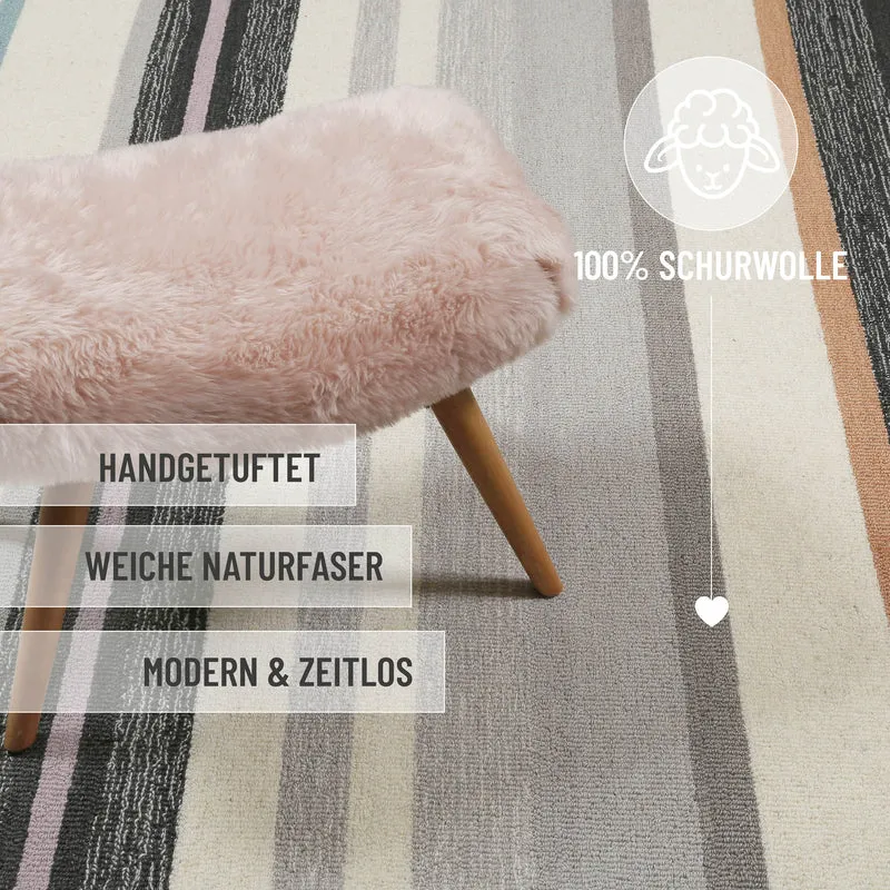 Kurzflorteppich Grau Multi aus Schurwolle "Sally" WECONhome