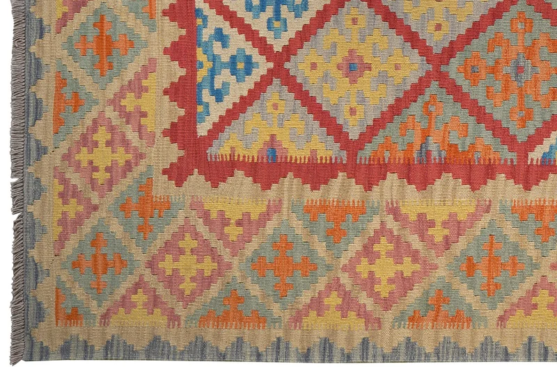 Kelim Gashgai · Handgewebt – Rot, 245x175 cm