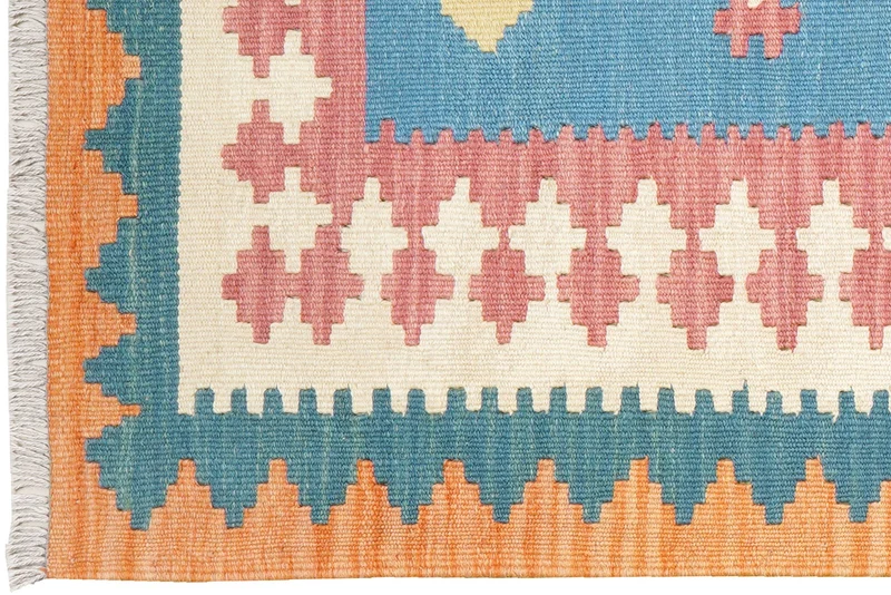 Kelim Gashgai · Handgewebt – Blau, 243x82 cm