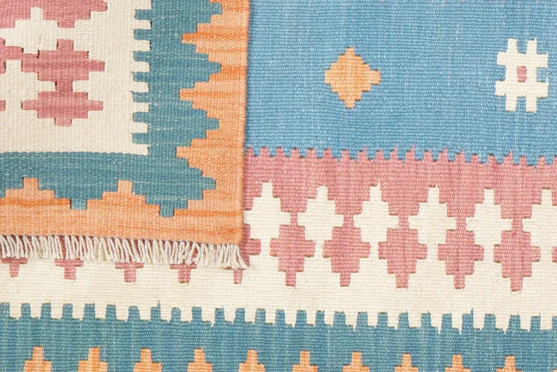 Kelim Gashgai · Handgewebt – Blau, 243x82 cm