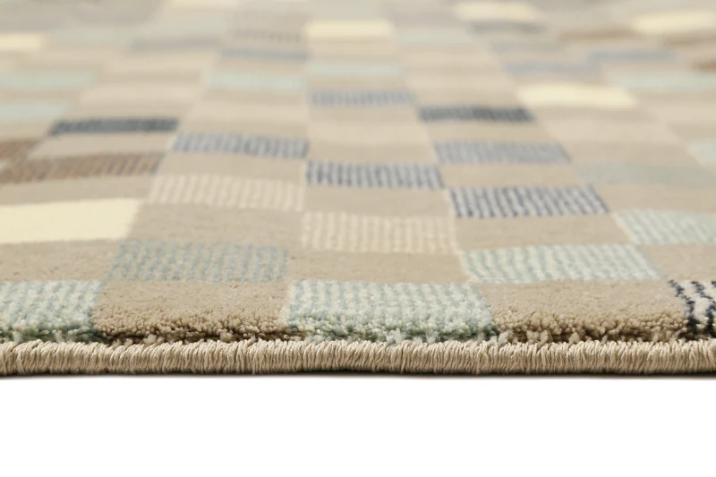 Teppich 160x230 Wohnzimmer Braun Blau Kariert