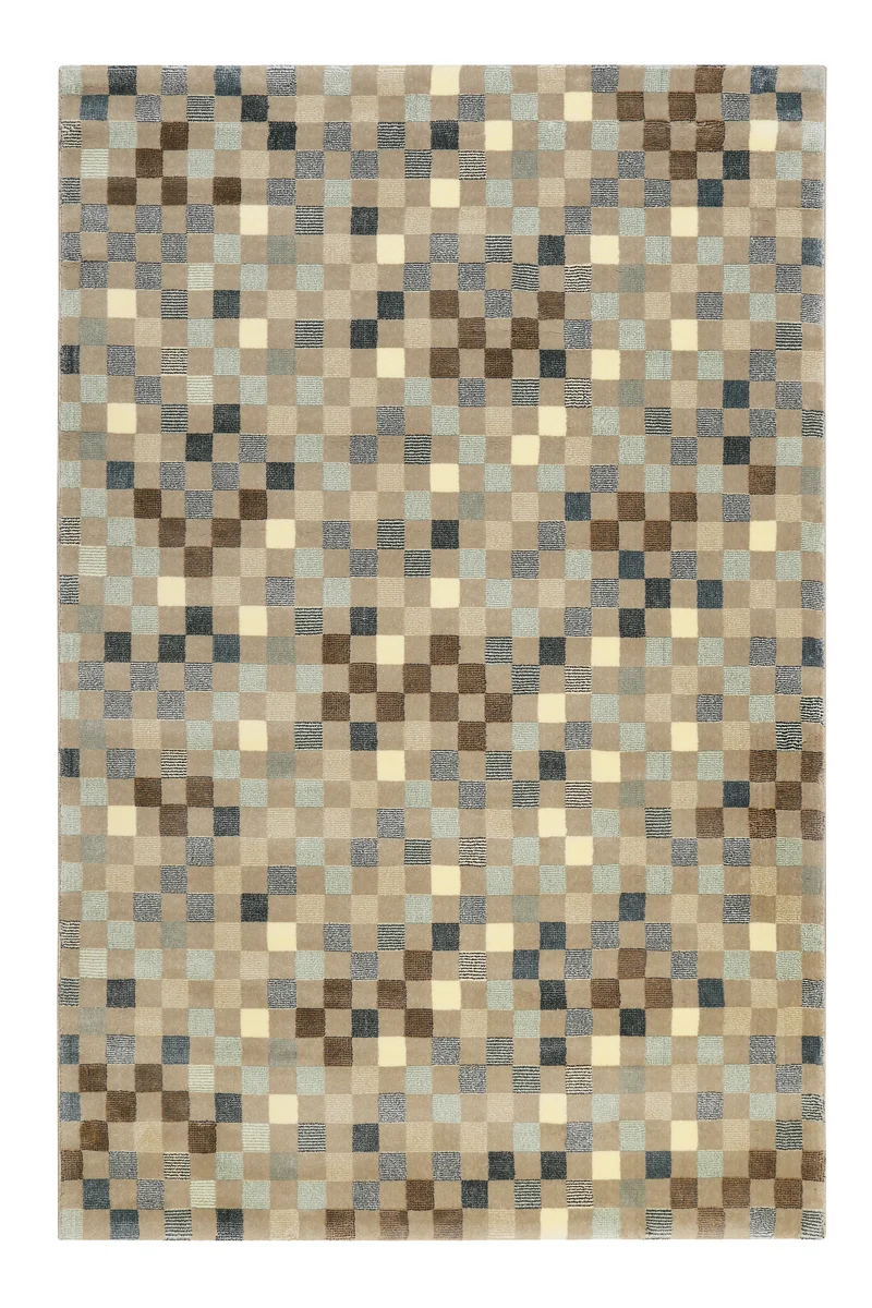 Teppich 160x230 Wohnzimmer Braun Blau Kariert