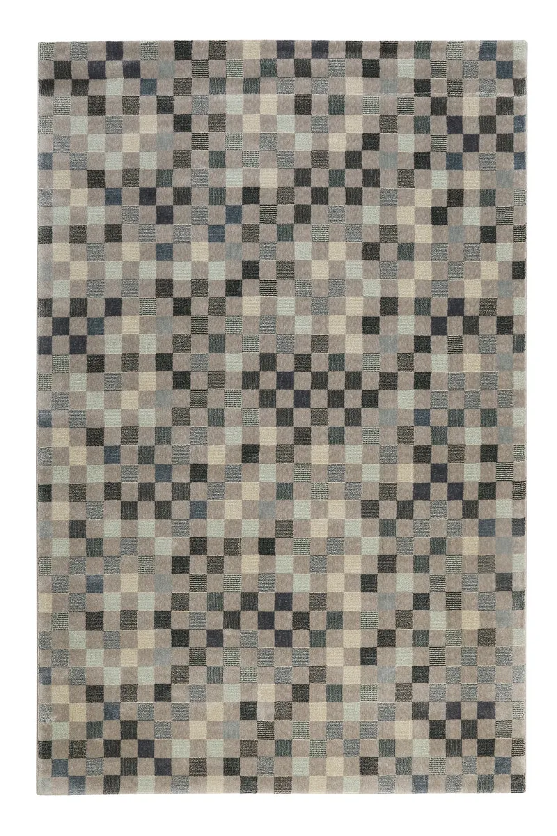 Teppich 160x230 Wohnzimmer Grau Braun Kariert