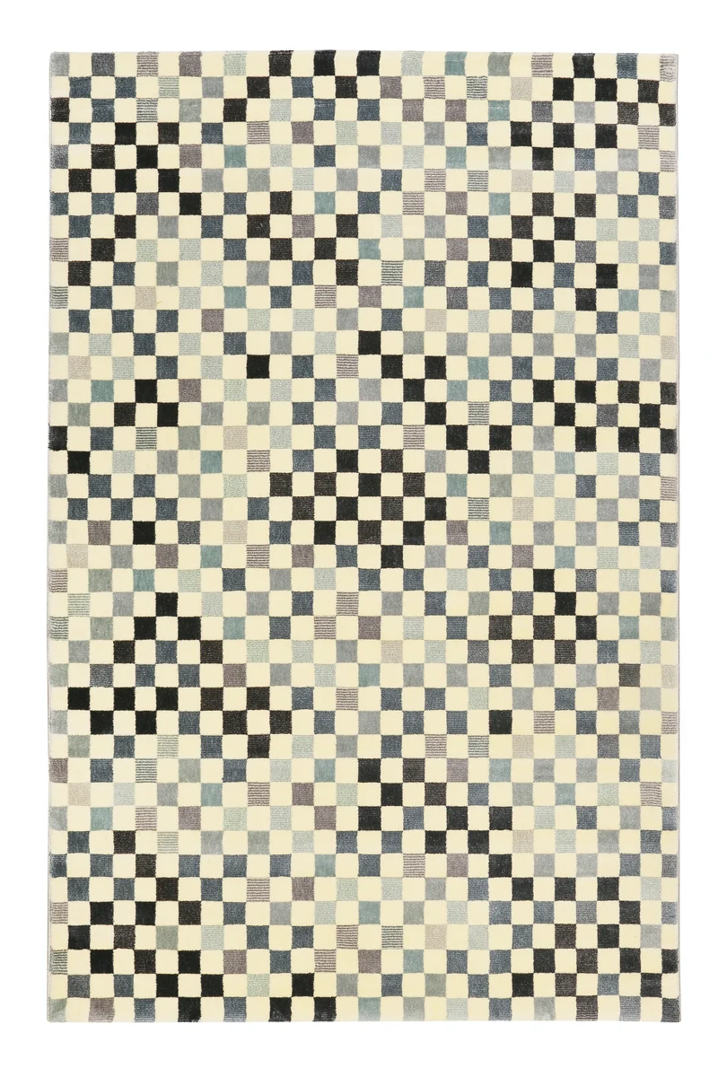 Teppich 160x230 Wohnzimmer Gelb Grau Schwarz Kariert