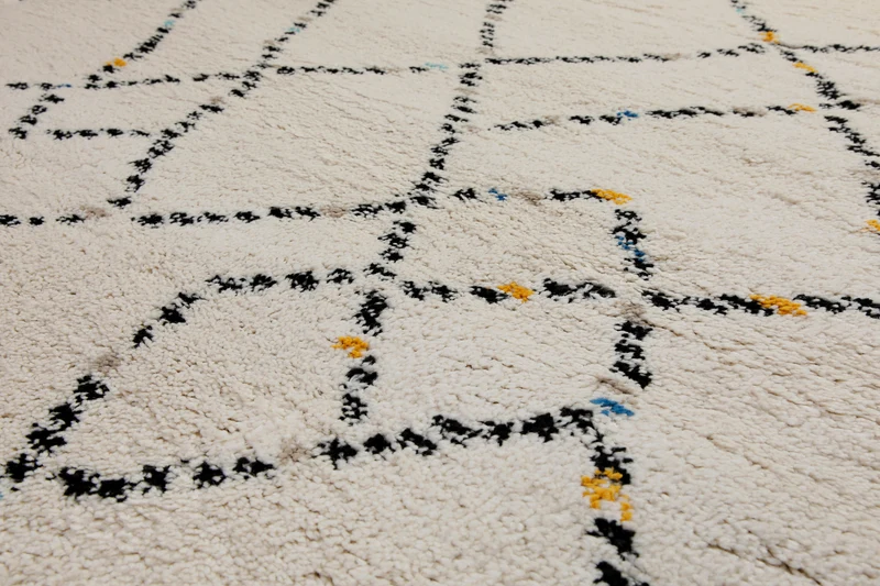 160x230 Teppich Wohnzimmer Creme Schwarz Rauten