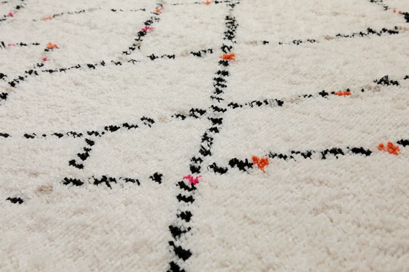 160x230 Teppich Wohnzimmer Creme Schwarz Rauten