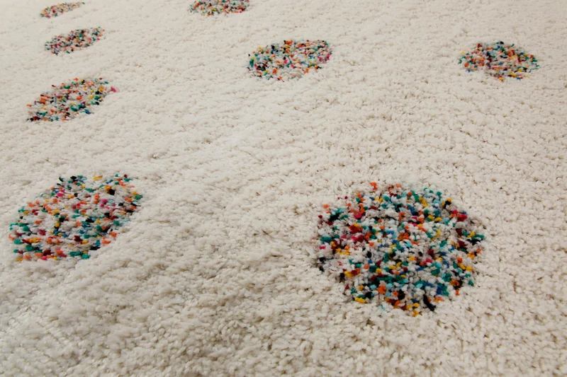 Teppich 160x230 Wohnzimmer Creme Bunt Punkte