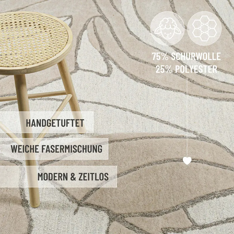 Kurzflorteppich Beige aus Schurwolle "Tunia" WECONhome