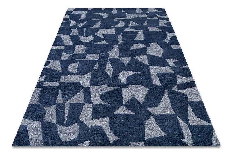 Kurzflorteppich Blau meliert aus Schurwolle "Ocean State" WECONhome