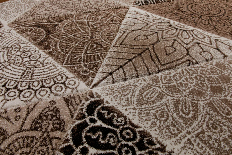 160x230 Teppich Wohnzimmer Braun Dreieck Muster