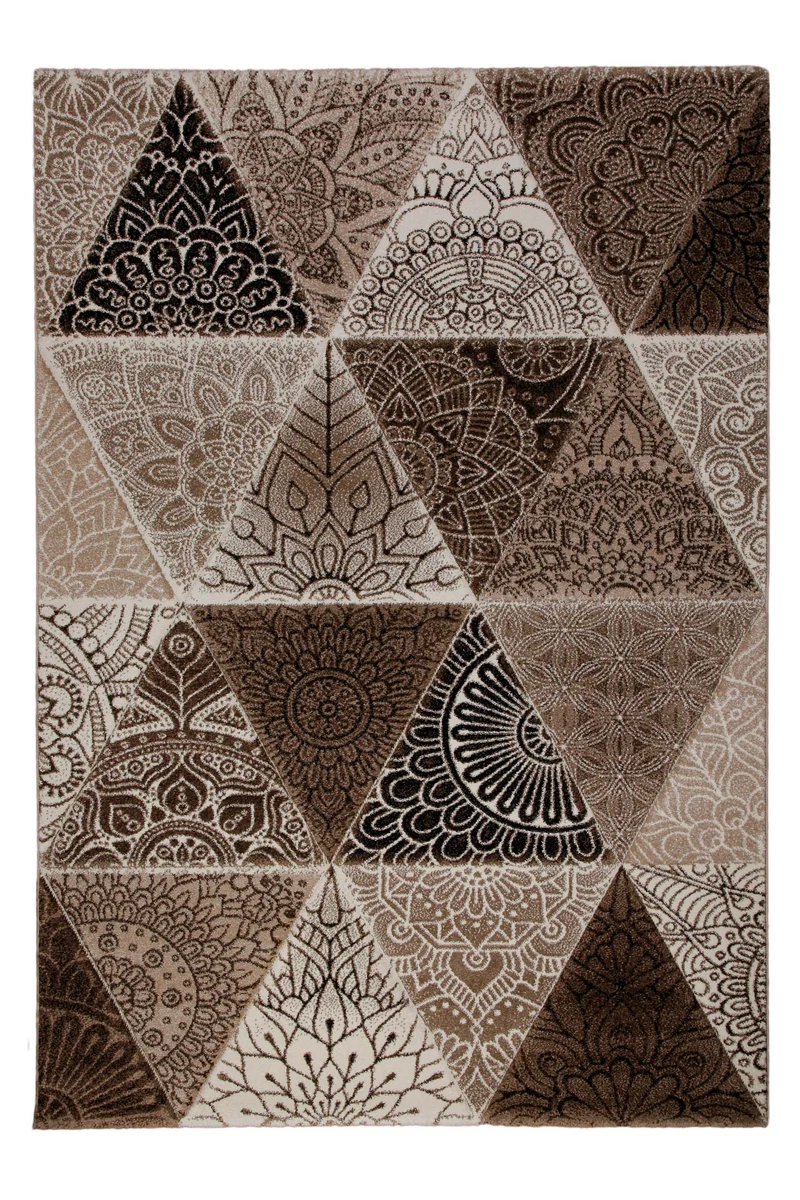 160x230 Teppich Wohnzimmer Braun Dreieck Muster