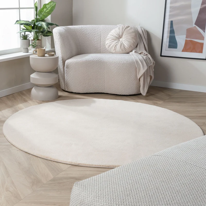 Waschbarer Teppich Rund - Vivid Beige