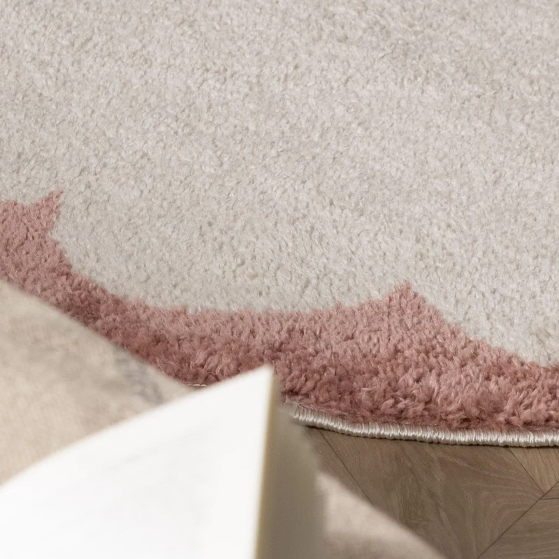 Waschbarer Teppich Rund - Myrre Rosa Weiß