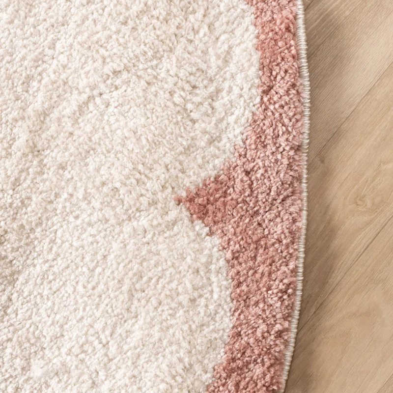 Waschbarer Teppich Rund - Myrre Rosa Weiß