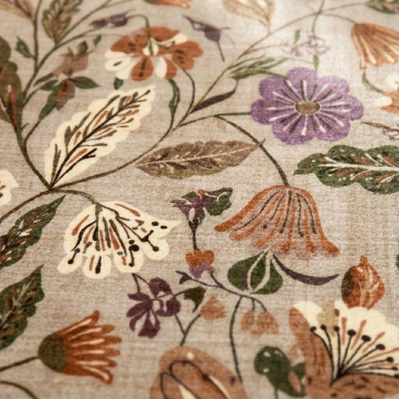 Waschbarer Teppich Rund - Misty Flowers Creme