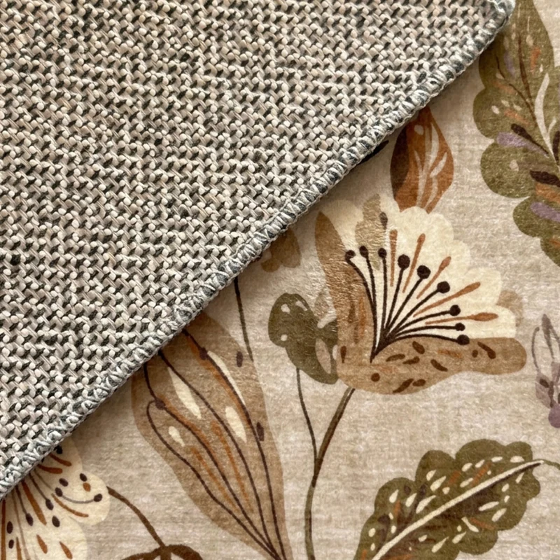 Waschbarer Teppich Rund - Misty Flowers Creme