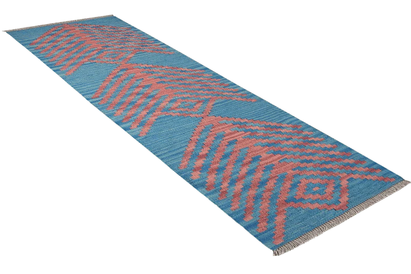 Kelim Gashgai · Handgewebt – Blau, 194x58 cm