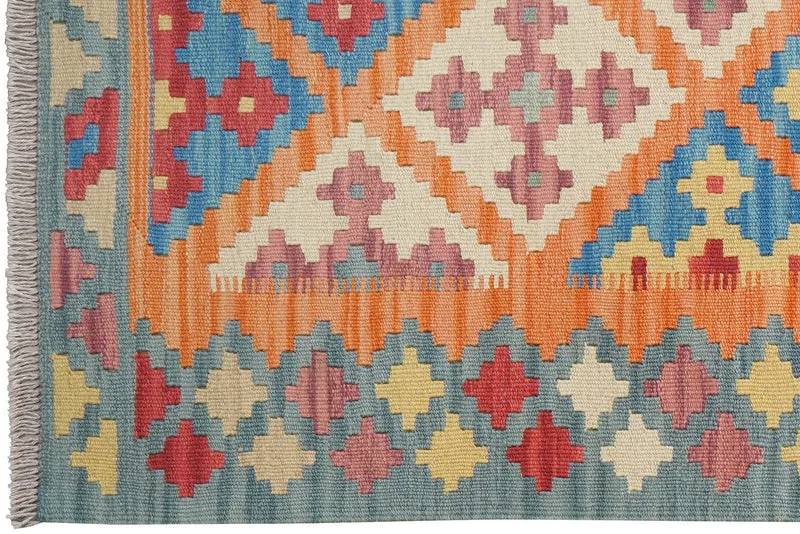 Kelim Gashgai · Handgewebt – Orange, 199x83 cm