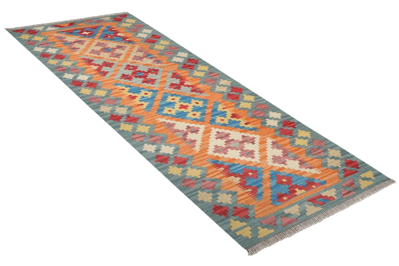 Kelim Gashgai · Handgewebt – Orange, 199x83 cm