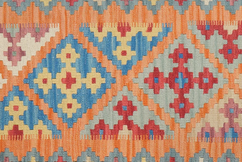 Kelim Gashgai · Handgewebt – Orange, 199x83 cm