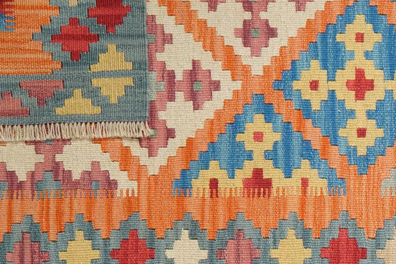Kelim Gashgai · Handgewebt – Orange, 199x83 cm