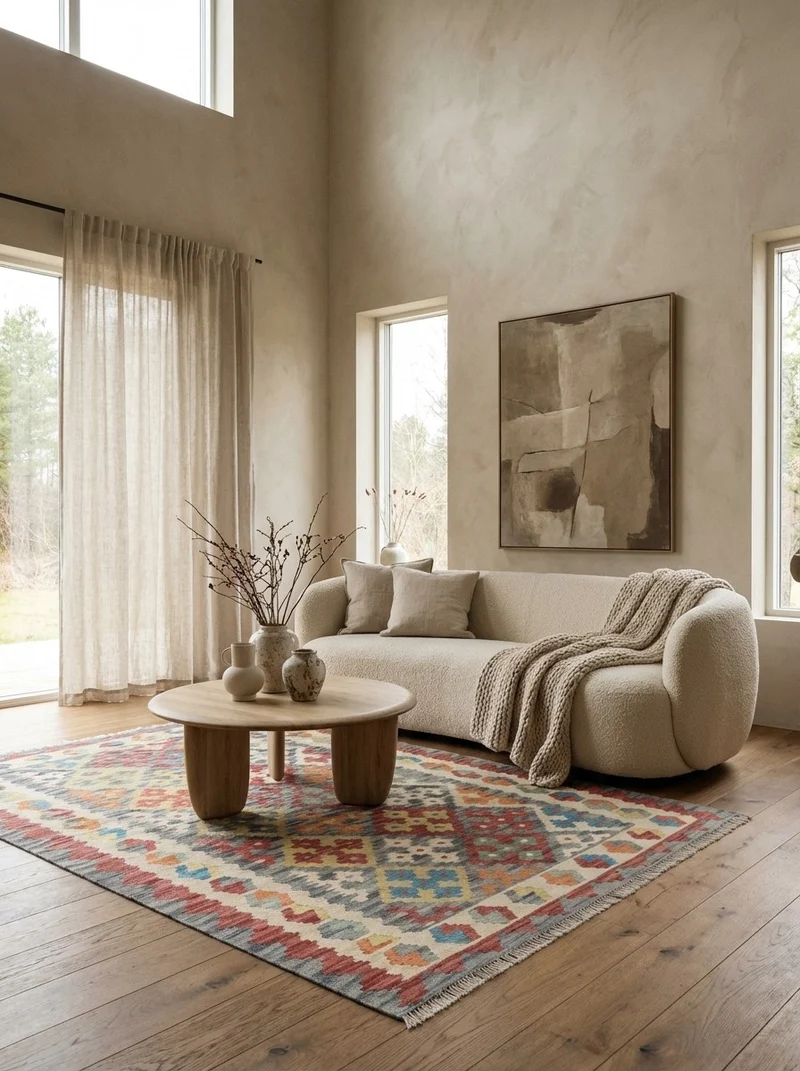 Kelim Gashgai · Handgewebt – Beige, 176x124 cm