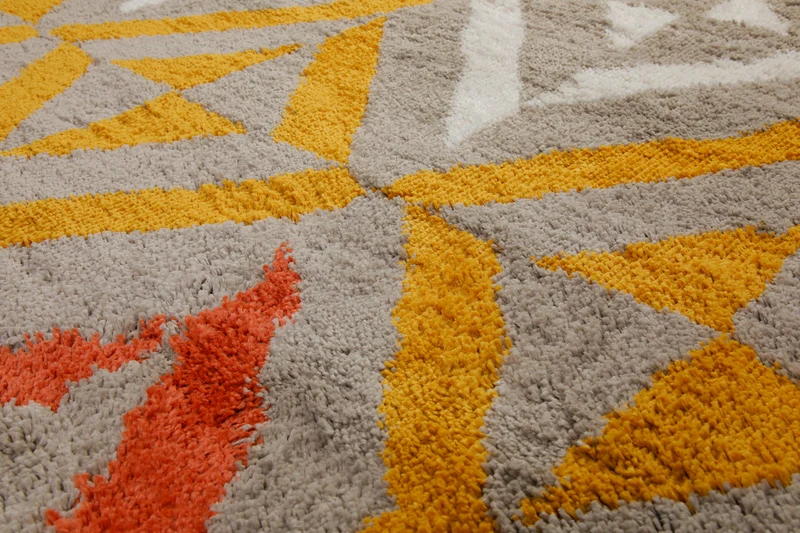 Teppich 160x230 Wohnzimmer Beige Orange Weiß Muster
