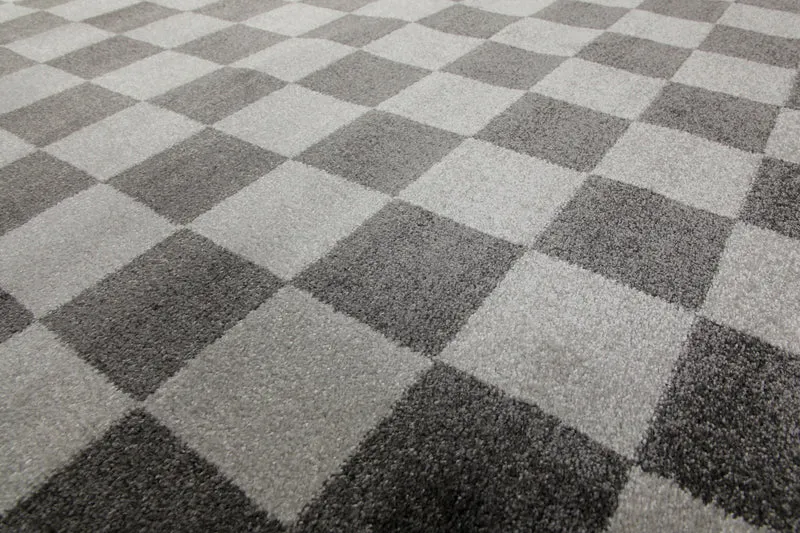 Teppich 160x230 Wohnzimmer Kariert Grau Schwarz