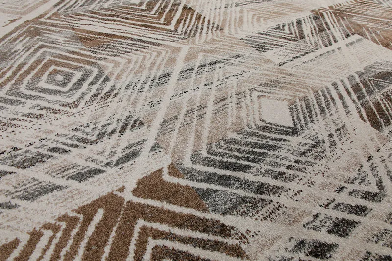 160x230 Teppich Wohnzimmer Creme Raute
