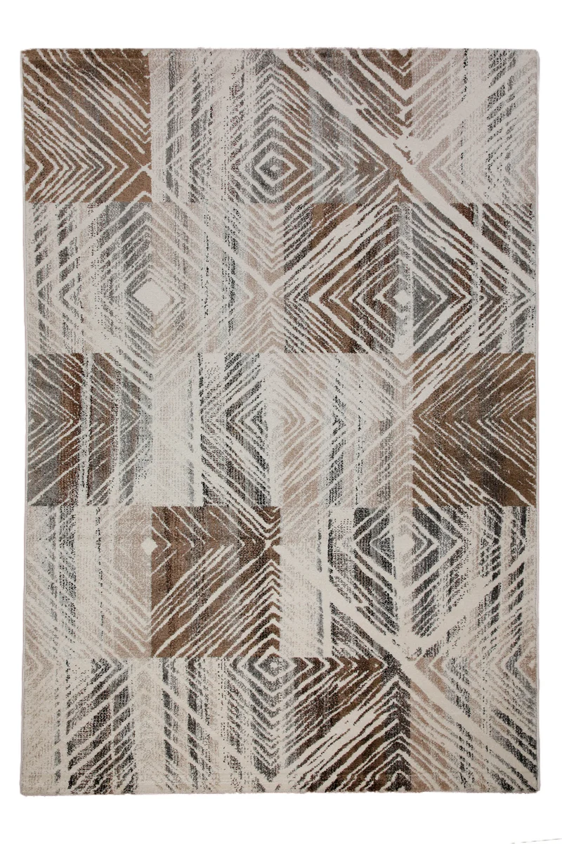 160x230 Teppich Wohnzimmer Creme Raute