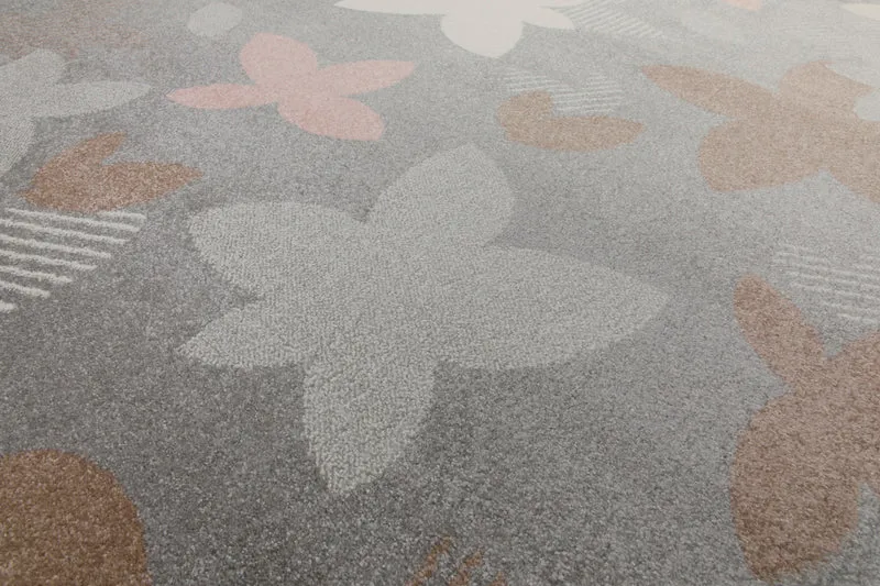 160x230 Teppich Wohnzimmer Grau Blüten