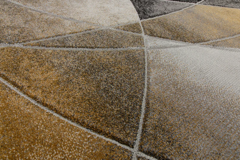 160x230 Teppich Wohnzimmer Gold Schwarz Linien