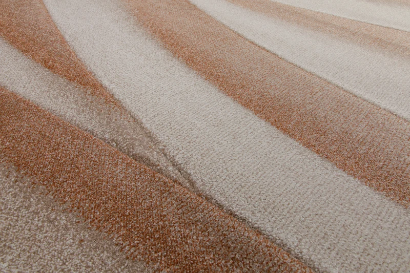 160x230 Teppich Wohnzimmer Rust Wellenmuster