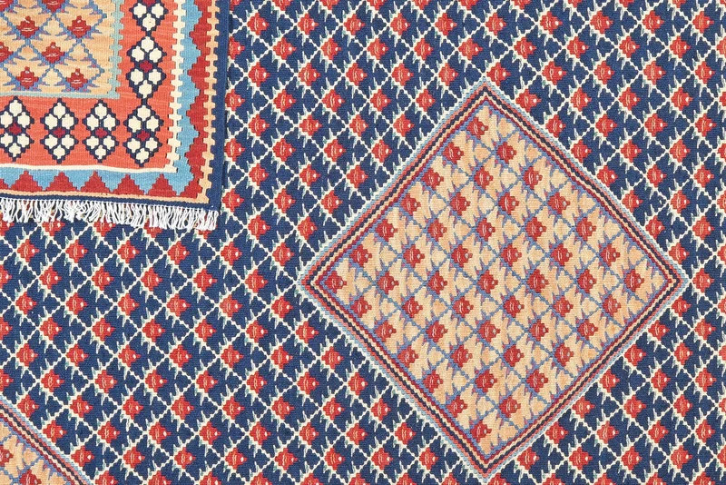 Kelim Senneh · Handgewebt – Blau, 198x151 cm