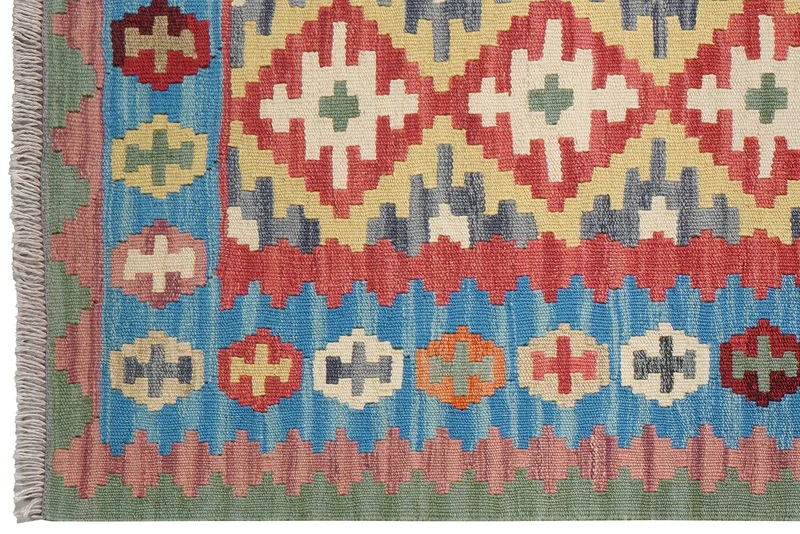 Kelim Gashgai · Handgewebt – Rot, 197x87 cm