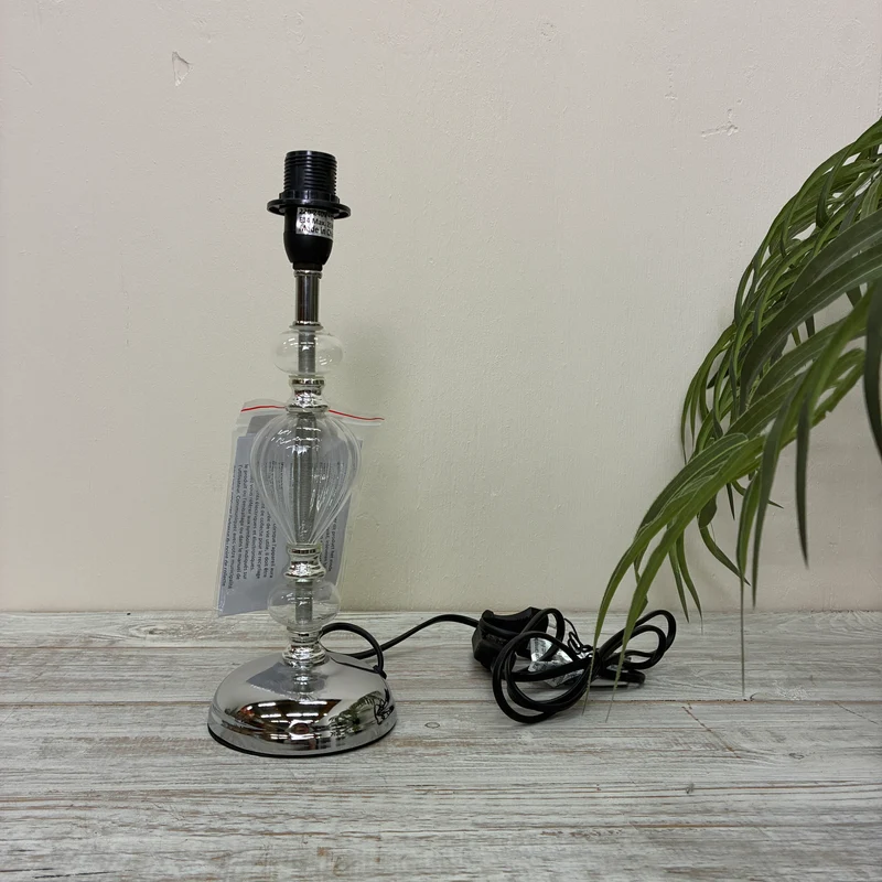 Glasstil Tischleuchte Lampe silbern Tischlampe Vintage Stil