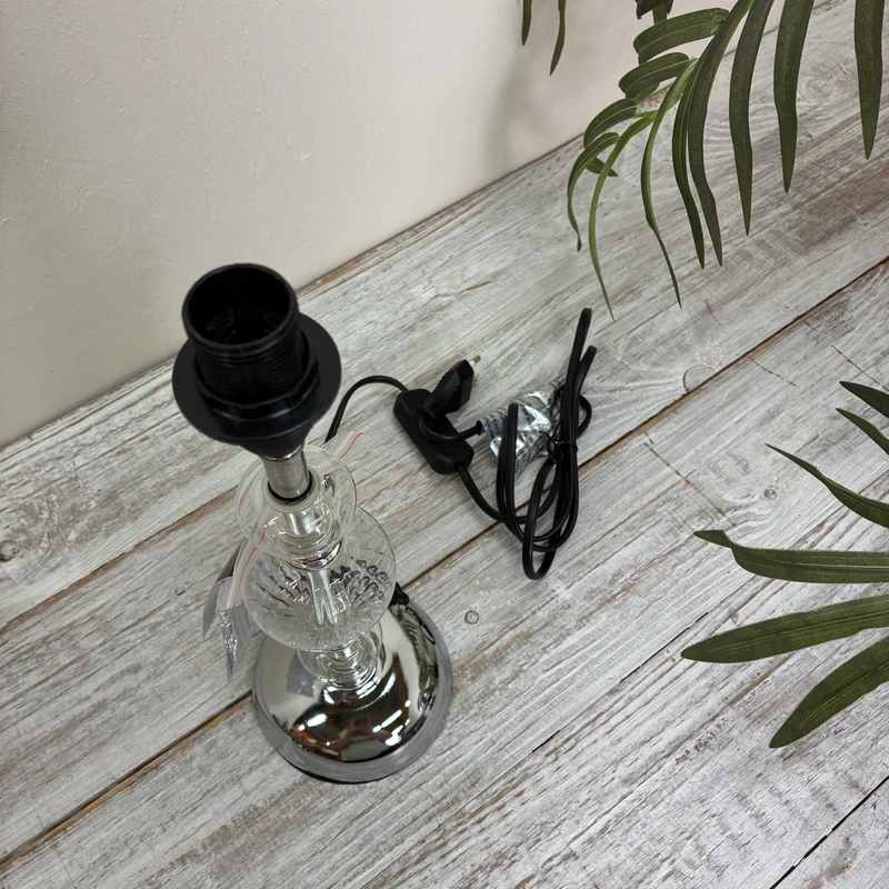 Glasstil Tischleuchte Lampe silbern Tischlampe Vintage Stil
