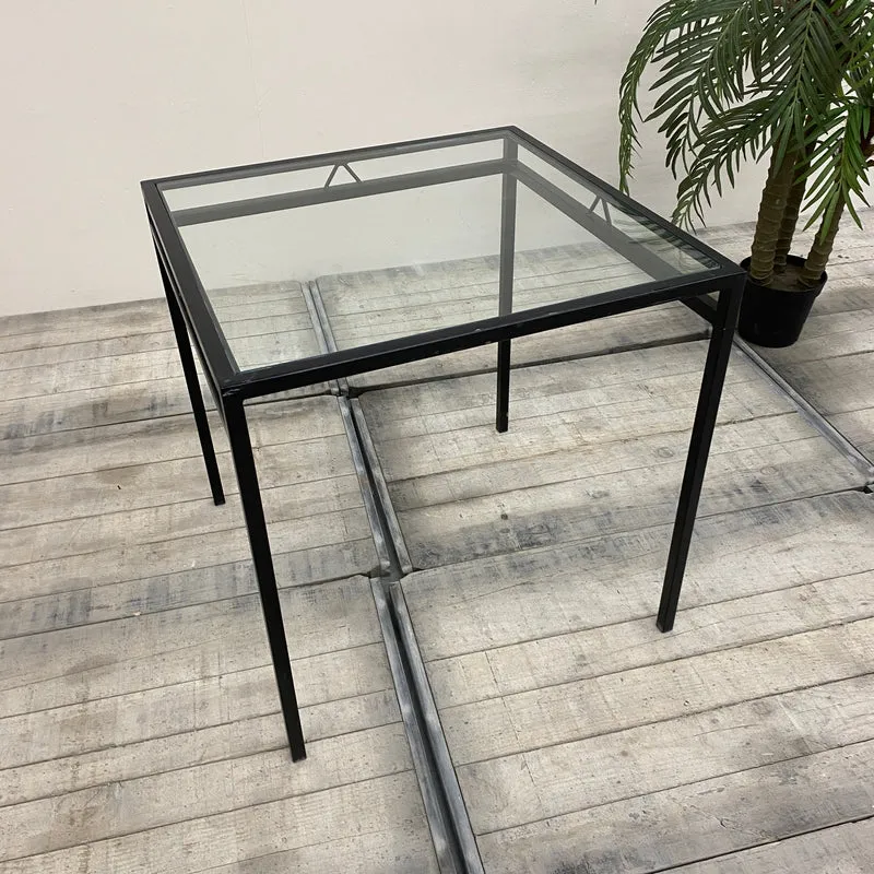 Stehtisch schwarz Glas Eisen Tisch 90x90 eckig Gebraucht