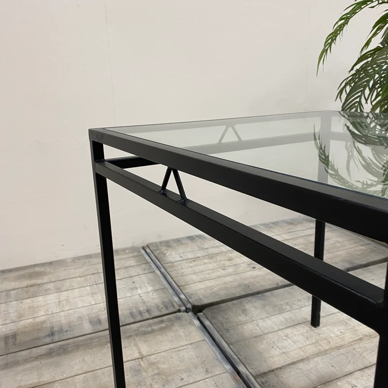 Stehtisch schwarz Glas Eisen Tisch 90x90 eckig Gebraucht